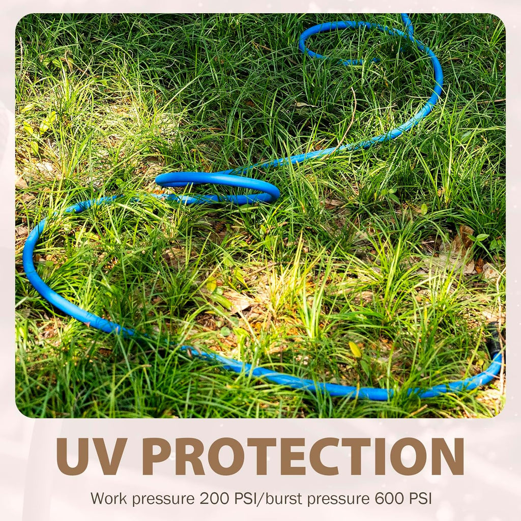 5/8" Hot/Cold Water Hose 15ft, -50℉ To 190℉ Heavy Duty,Flexible,Burst 600 Psi 3/4" Brass Fittings with Swivel Grip Handle for Outdoor,Yard, Farm, Blue