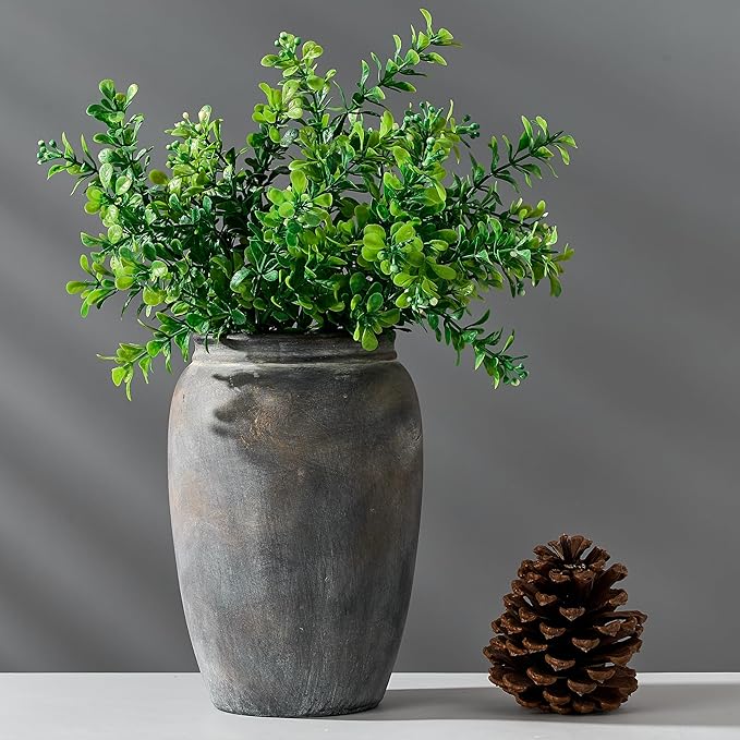 8.2 Inch Ceramic Terracotta Rustic Vase Home Decor Farmhouse Decorative Vase for Living Room Entryway Floor Holiday Wedding-Black Bronze