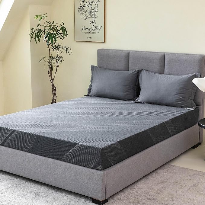 Full Mattress 6 Inch Charcoal Memory Foam in a Box, CertiPUR-US Certified, Fiberglass Free, Gel Double Mattress, Made in The USA of US Foam, 75" × 54" × 6", Medium