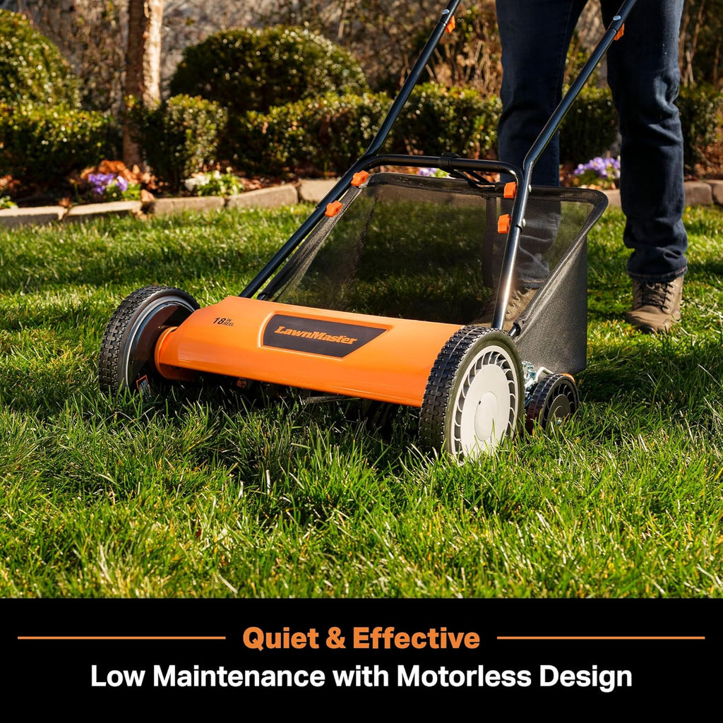 LawnMaster LMRM1801 Push Reel Lawn Mower 18-Inch 5-Blade