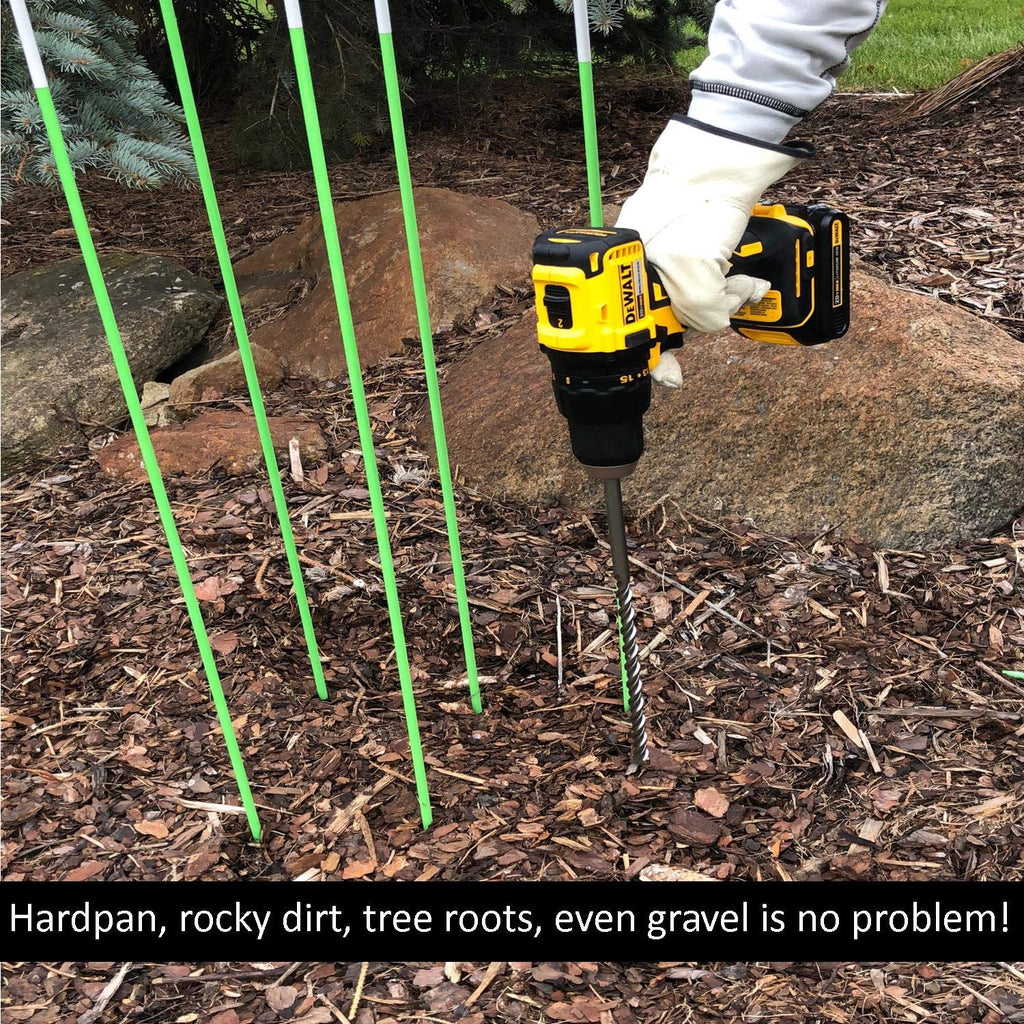 Keyfit Tools G.S.I. Contractor Grade Garden Stake Installation Tool Drill Bit Fast & Easily Install Garden Stakes Even in Frozen Soil Fiberglass Plant Support Stakes Tomato Cage Rebar Steel J Hook