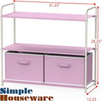 Simple Houseware 3-Tier Closet Storage with 2 Drawers, Pink
