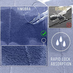Yimobra Long Bath Mat 44"x24", Super Soft Quick Dry Memory Foam Bathroom Rug, Water Absorbent, Non Slip Backing Machine Washable for Tub Shower, Thick Comfort Support, Navy Blue
