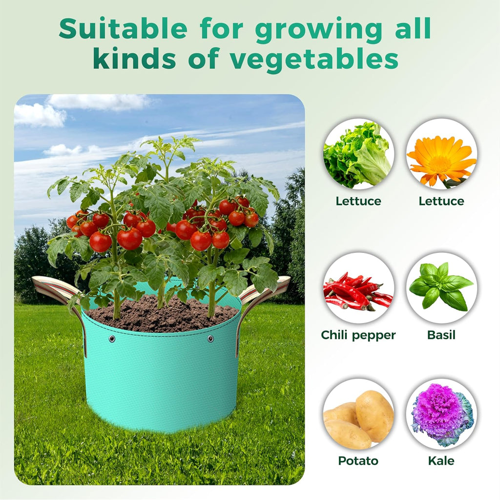 7 Pcs 20 Gallon Potato Grow Bag, PE Garden pots Plant Grow Bag with Branch-Binding Holes and Drain holefor for Vegetables, Strawberries, Flowers