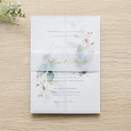 PONATIA 50PCS Vellum Jackets for 5x7 Invitation Cards - 135GSM Green Leaves Vellum Sleeves, 5x7'' Clear Jackets Wedding Invitations Wraps - Transparent Card Jackets
