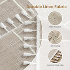 puredown® Plaid Square Tablecloth, Waterproof Cotton Linen Tablecloth with Tassel, Rustic Farmhouse Table Cloths for Kitchen Dining Outdoor, 55"x55",4 Seats, Coffee