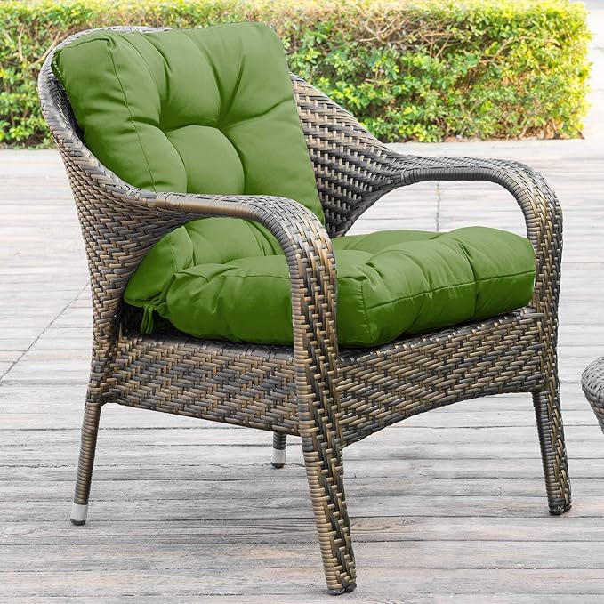 QILLOWAY Outdoor Chair Cushion for Patio Furniture, Waterproof Patio Cushions with Ties, Fade Resistant Replacement Pads for Outdoor Rocking Chairs,Dark Green