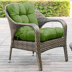 QILLOWAY Outdoor Chair Cushion for Patio Furniture, Waterproof Patio Cushions Set of 2 with Ties, Fade Resistant Replacement Pads for Outdoor Rocking Chairs,Dark Green