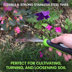 Garden Guru Stainless Steel Hand Rake Soil Tiller with Ergonomic Handle, Great for Gardening, Cultivating, Loosening Soil & Spreading Mulch (4 Pack)