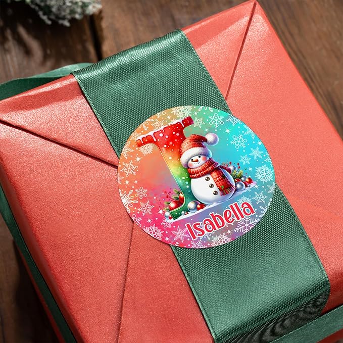Personalized Christmas Stickers - Custom Name Waterproof Christmas Gift Tags for Gift Box Xmas Holiday Decorations Party Favors - 30 Stickers (Watercolor)