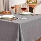 Fitable Textured Linen Tablecloths 2 Pack, Washable Fabric Rectangle Table Clothes for 6 Foot Tables, Rustic Holiday Table Covers for Kitchen Dining, Party, Farmhouse (Stone, 54 x 108 Inch)