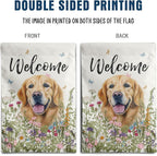 Spring Summer Garden Flag Floral Golden Retriever Yard Flag Flower Dog Garden Flags for Outside Small Outdoor Welcome Flags 12x18 Double Sided