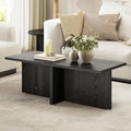 Luoxiao Rectangle Coffee Table for Living Room 47 inch Wood Modern Center Accent Table Minimalist Small Rectangular Cocktail Table Black, Space Saving, Easy Assembly
