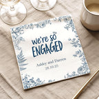 Luxury Personalized Engagement Napkins, We're Engaged, Custom Cocktail Napkins, Beverage Luncheon Cocktail Bar Napkin For Reception, Napkin Decor for Engagement Party, Bridal Shower