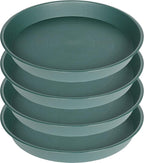 4 Pack of 16 inch Plant Saucer (13.5" Base), Heavy Duty Plastic Plant Tray for Pots, Flower Water Trays for Indoors, Bird Bath Bowls, Plant Drip Saucers for Planter 14"/15"/16" (Green)