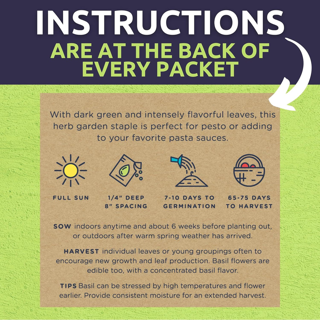 Organic Summer Seeds Variety Pack - 12 Individual Packs - 2025 Season - Basil, Tomatoes, Cucumber, Watermelon and More! for Indoor & Outdoor Planting (Non-GMO, Certified Organic)