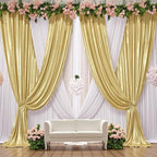 20ft x 10 ft Glitter Gold Backdrop Curtain for Parties, Wrinkle Free Non-See Through Not Fall-Off Sequin Gold Shimmer Photo Backdrop Drapes for Graduation Photography Background Cloth-4 Panels 5x10ft