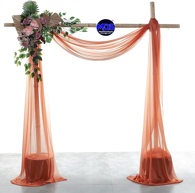 MDS Halloween Chiffon Draping Fabric - 2 Panel, 30" Wide x 40ft Long - Sheer Spooky Arbor & Canopy Drapery for Haunted House Backdrops, Party Ceilings, DIY Costumes & Themed Events - Terracotta