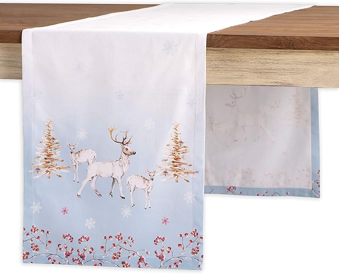 Maison d' Hermine Table Runner 100% Cotton Single Layer Table Runners 36 inches Long for Thanksgiving Christmas Decorations Home Kitchen Dining Party Wedding (Fairy Tale Forest, 14.5" x 36")