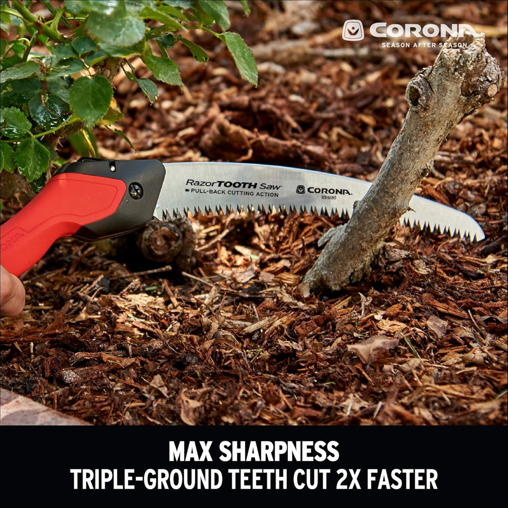 Corona Tools 10-Inch RazorTOOTH Folding Pruning Designed for Single Use | Curved Blade Hand Saw | Cuts Branches Up to 6" in Diameter | RS16150, Red