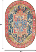 Unique Loom Outdoor Traditional Collection Area Rug - Limon (5' 3" x 8' Oval Multi/Red)