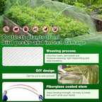Garden Mesh Netting Kit, 2 Pieces 10x33FT Garden Netting, 100 Garden Hoops 80 Connectors 72 Clips 1 Pair Gloves, Protection for Plant Vegetable Fruits Flowers Greenhouse (White 10 * 33ft)