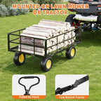3-in-1 Heavy-Duty Steel Garden Cart, 1200 Lbs Garden Wagon, with 13 Inch All-Terrain Tires and Removable Mesh Side Panels, 180° Rotating Handle, Metal Utility Yard Trailer, Outdoor Gardens Wagon Cart