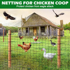 50'x50' with 2" Mesh Bird Netting for Chicken Coop with Bird Scare Tape, Hawk Nettings for Chicken Run, Heavy Duty Poultry Nettings Chicken Netting Roof Deer Net