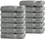 Chakir Turkish Linens | Hotel & Spa Quality 100% Cotton Premium Turkish Towels | Soft & Absorbent (12-Piece Washcloths, Gray)
