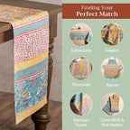 Maison d' Hermine Table Runner 100% Cotton Double Layer Table Runners 72 inches Long Decorative for Home Kitchen Dining Party Baby Shower Wedding Bridal Shower Spring Summer (Marquise, 14.50" x 72")