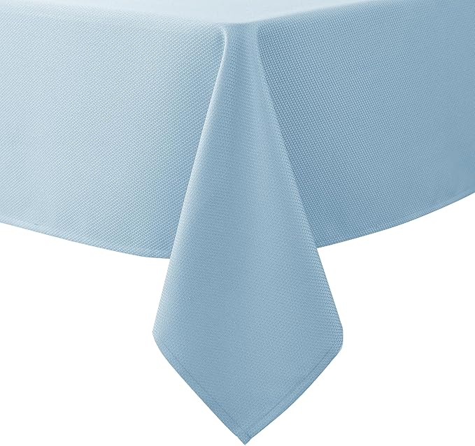 Biscaynebay Textured Fabric Tablecloths 60x84 Inches Rectangular, Light Blue Water Resistant Tablecloths for Dining, Kitchen, Wedding, Parties etc. Machine Washable