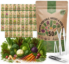 50 Winter Vegetable Garden Seeds Variety Pack - 43,450+ Non-GMO Heirloom Seeds for Outdoors & Indoor Home Gardening, Including Kohlrabi, Lettuce, Radish, Onion, Choy, Spinach, Cauliflower, Collards