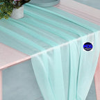 MDS 2 Pack 14ft Chiffon Table Runner 29 x 170 Inches Sheer Wedding Runner Romantic Rustic Table Runner for Wedding Decorations, Birthday Parties, Bridal Shower Party Arch Decor - Teal