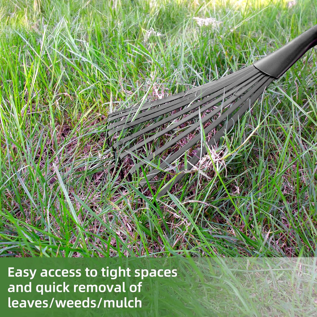 2 Pcs Gardening Hand Rake, 14.5" Alloy Steel Short Handle Shrub Rake for Soil Loosening, Planting and Spreading Mulch, Raking Flower Beds