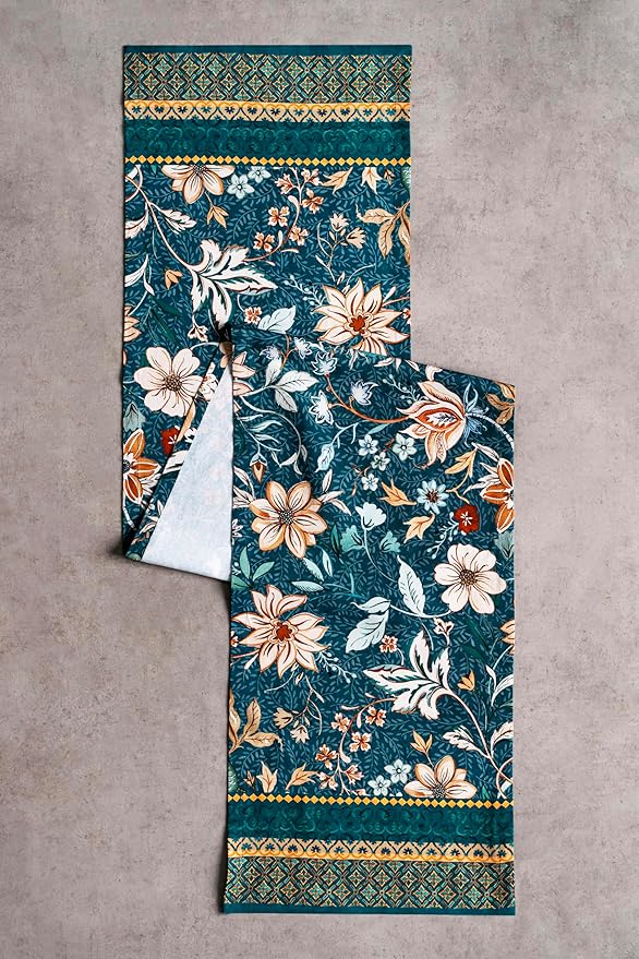 Maison d' Hermine Table Runner 100% Cotton Single Layer Table Runners 72 inches Long for Thanksgiving Christmas Decorations Home Kitchen Dining Party Wedding (Luxury Loft - Dark Teal, 14.5" x 72")
