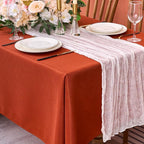 Fitable Faux Linen Rectangle Tablecloths 60 x 120 Inch - 2 Pack Rust Table Cloth for 6-8 Foot Tables, Faux Burlap Kitchen Table Cover for Thanksgiving Autumn Dining Party Farmhouse Banquet Buffet