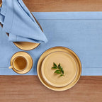 Solino Home Linen Cornflower Blue Table Runner 72 Inches Long - 100% Pure Linen Hemstitch Table Runner 14 x 72 Inch for Dresser, Dining, Christmas, Holiday - Classic Hemstitch