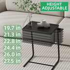 Adjustable TV Tray Table for Breakfast & Dinner - Black Folding Couch Desk with Cup Holder, Portable Eating Tray for Sofa, Bed, Living Room - 6 Height & 3 Angle Adjustments
