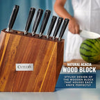 Cutluxe Kitchen Knife Set – 8 Pcs Professional Chef Knife Set with Block – Razor Sharp Knives with Full Tang Design, High Carbon German Steel, Natural Acacia Wood Block – Artisan Series