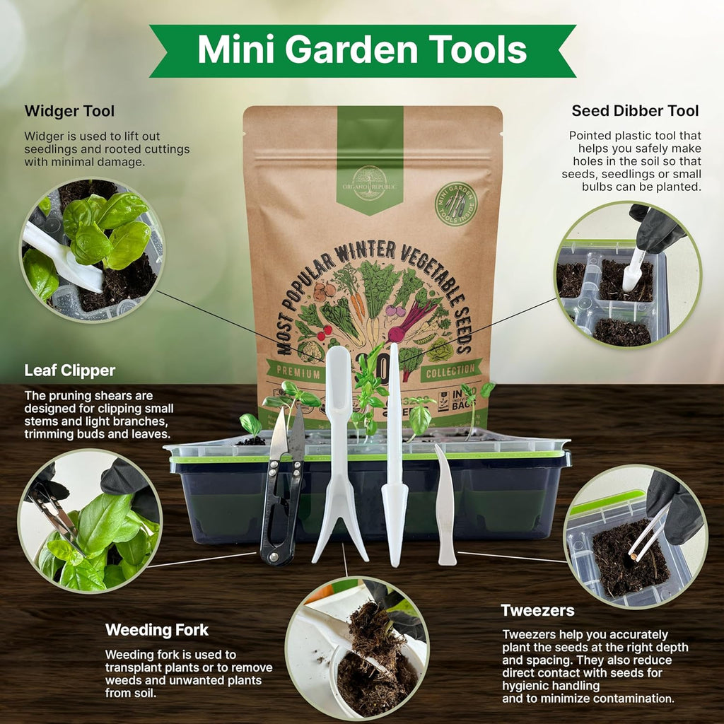 Organo Republic 30 Most Popular Winter Vegetable Garden Seeds Variety Pack- Outdoors/Indoor 33,200+ Non-GMO Heirloom Veggie Seeds Broccoli Beet Carrot Cabbage Chives Lettuce Radish Pea Spinach & More