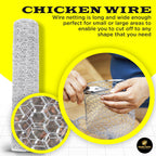 Chicken Wire 18 in x 25 FT x 2” Mesh x 20GA | Poultry Wire Netting | Hot Dipped Galvanised | Hexagonal Galvanized Mesh for Chicken Coop, Rabbit Cage, Fence Barrier PM18x25x2