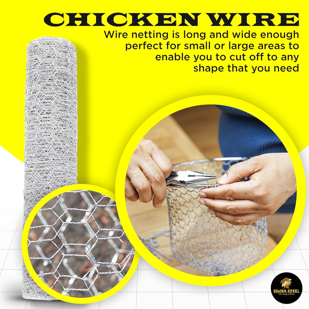 Chicken Wire 48 in x 100 FT x 2” Mesh x 20GA | Poultry Wire Netting | Hot Dipped Galvanised | Hexagonal Galvanized Mesh for Chicken Coop, Rabbit Cage, Fence Barrier PM48x100x2
