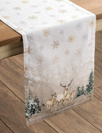 Maison d' Hermine Table Runner 100% Cotton Single Layer Table Runners 108 inches Long for Thanksgiving Christmas Decorations Home Kitchen Dining Party Wedding (Deer in The Woods, 14.5" x 108")