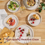 AmorArc Ceramic Dinnerware Set for 8 | Speckled Stoneware Plates and Bowls with Rustic Terracotta Underside| Scratch Resistant,Dishwasher & Microwave Safe Dishes Sets- 24pcs Beige