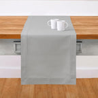 Solino Home Cotton Linen Light Grey Table Runner 72 Inches Long - Hemstitch Table Runner 14 x 72 Inch for Dresser, Dining, Fall, Autumn, Halloween, Thanksgiving, Christmas, Holiday