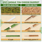 Duspro Green Stackable Mesh Moss Pole for Climbing Vines, Supporting Monstera Trellis, Extendable Plant Pole Moss Sticks, Potted Plant Stakes (4 Pack, 71'')