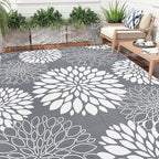 Ileading Reversible Outdoor Rug 8x10Ft Waterproof Patio Rug Carpet Portable Outdoor Plastic Straw Rug Large RV Camping Mat Rug for Patio, Clearance, Deck, Beach, Porch, Camping, Picnic, Grey