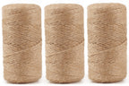 984 FT Natural Jute Twine, 3ply Thin Ribbon Hemp Twine for Gardening, Plant, Gift Wrapping, Art, Wedding Decoration, Packing, Bulk (3 Roll)