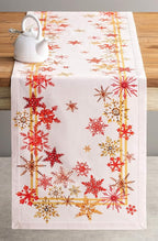 Maison d' Hermine Table Runner 100% Cotton Single Layer Table Runners 90 inches Long for Thanksgiving Christmas Decorations Home Kitchen Dining Party Wedding (Crystal Star, 14.5" x 90")