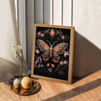 Framed Vintage 3D Textured Wall Art - Gothic Butterfly Wall Decor - Hand Drawn Sandstone Nature Botanical Pictures for Living Room Bedroom Home Decor 8x10in